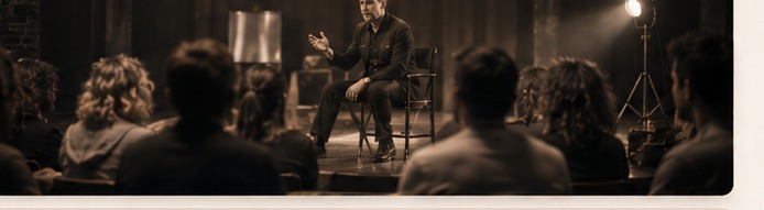 Maestro che parla a un gruppo in sala